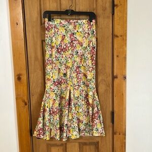 J Crew skirt. Size Xsmall. Pink, rose, mauve, yellow, green and white.